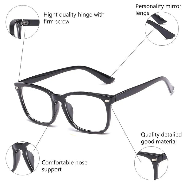 Blue Light Blocking Glasses Men Women Unisex Computer Gaming and Office Glasses Anti Eyestrain UV400 Clear Lens Eye Protection DCL