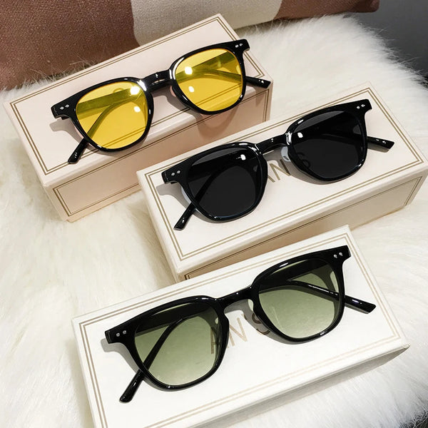 Trending sunglasses in 2024 - popular shape with colour tinted lenses Unisex men women